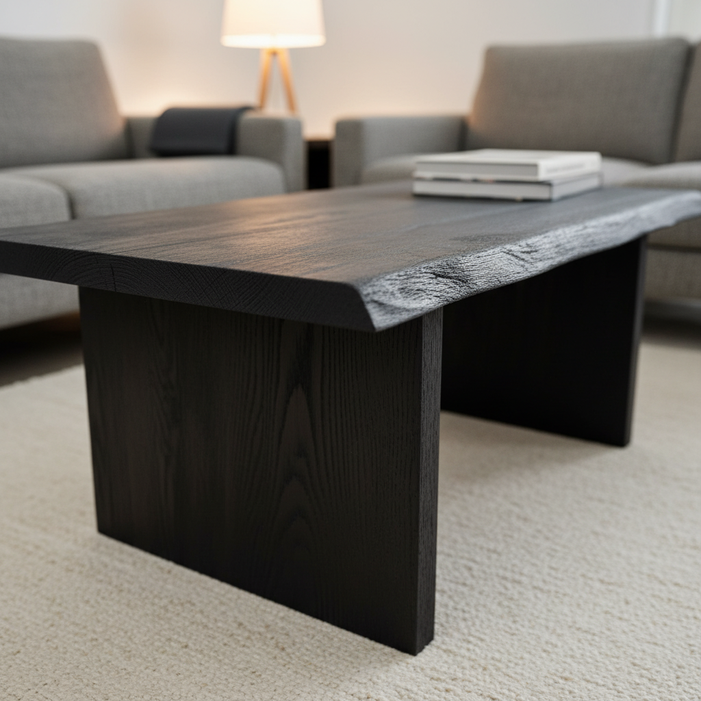 Acacia Studio Live Edge Coffee Table — 43″ (Black Sand)