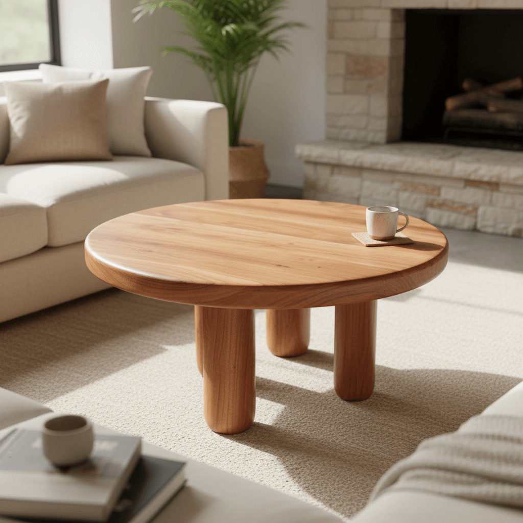 solid wood round coffee table