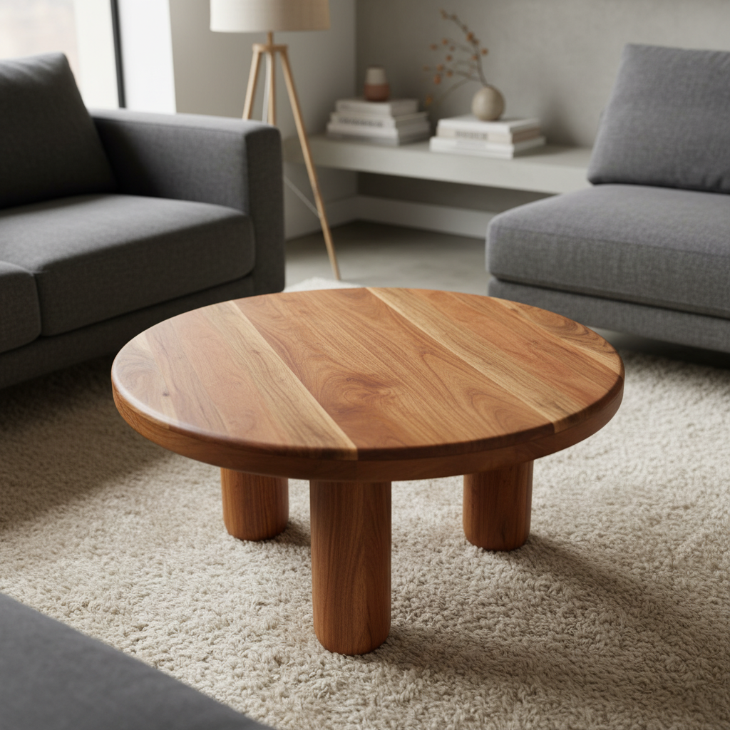 Acacia Studio Round Coffee Table — 3-Leg (Canyon Walnut)