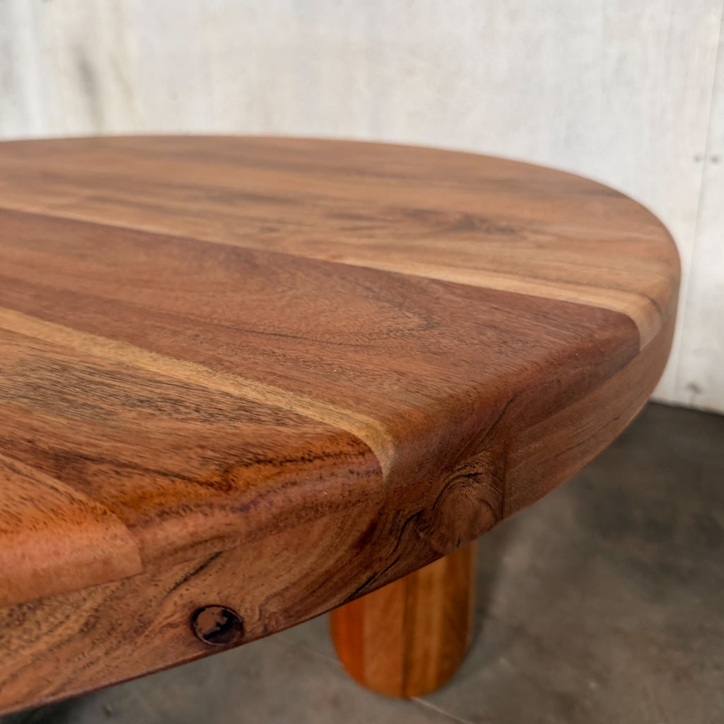 Acacia Studio Round Coffee Table — 3-Leg (Canyon Walnut)
