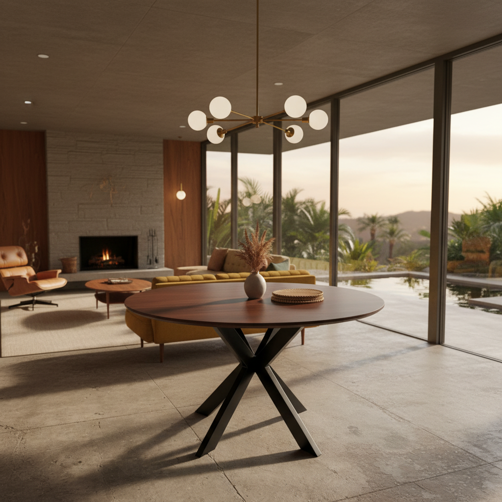 Aravalli Round Dining Table — 47″ (Canyon Walnut)