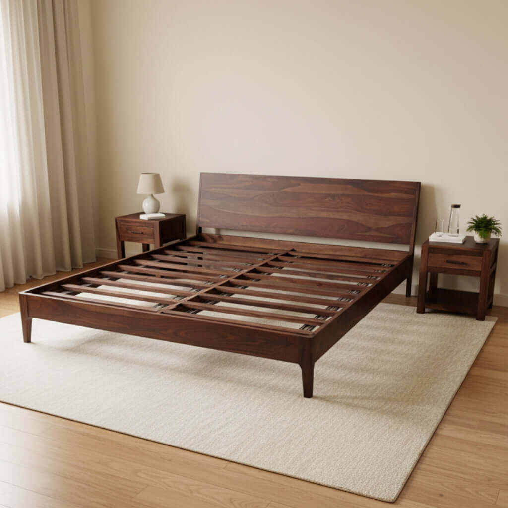 solid hardwood king bed frame