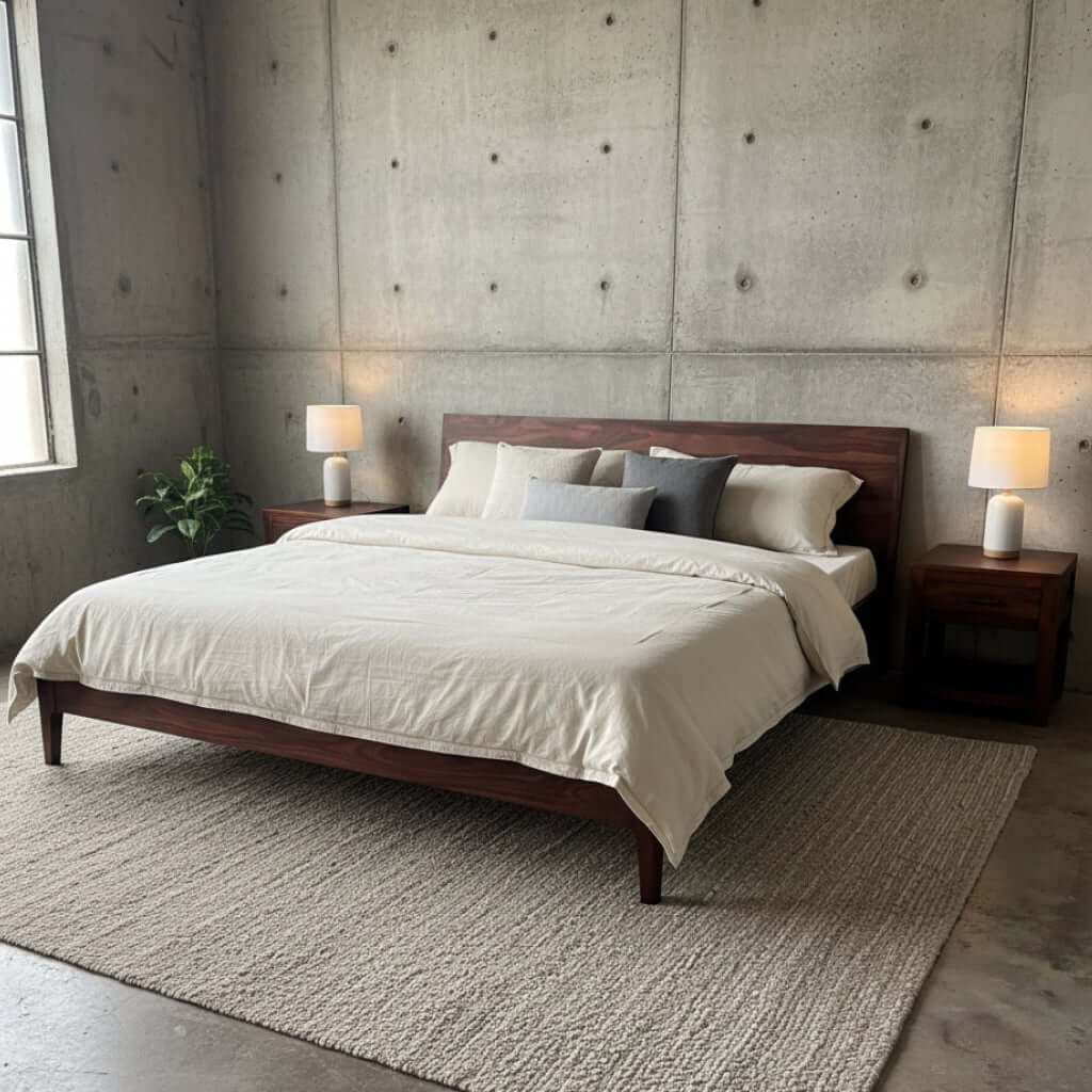 solid hardwood queen bed frame