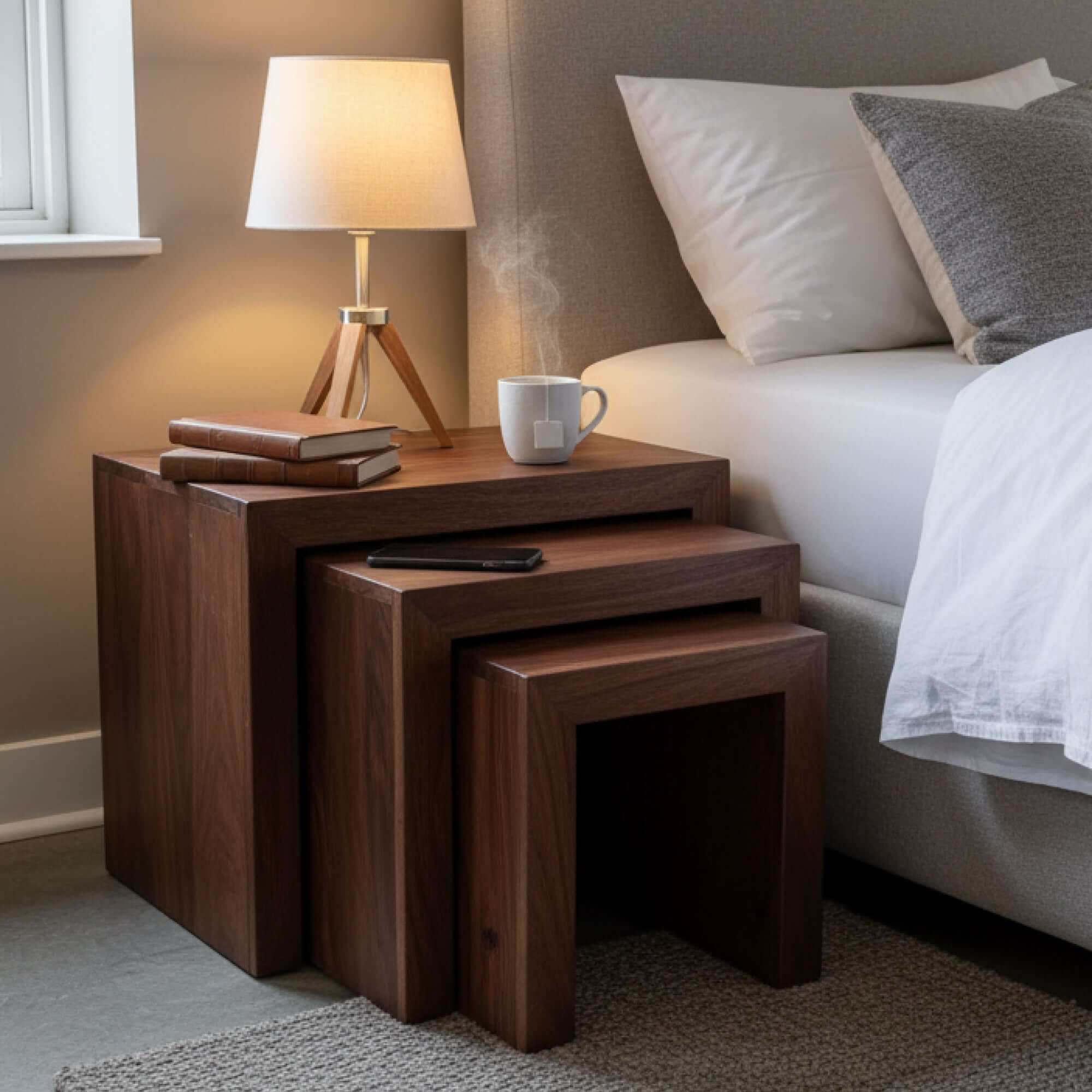 Nesting side table display photo solid wood