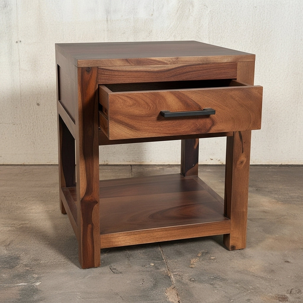 Aravalli Side Table — Wood Legs (Canyon Walnut)