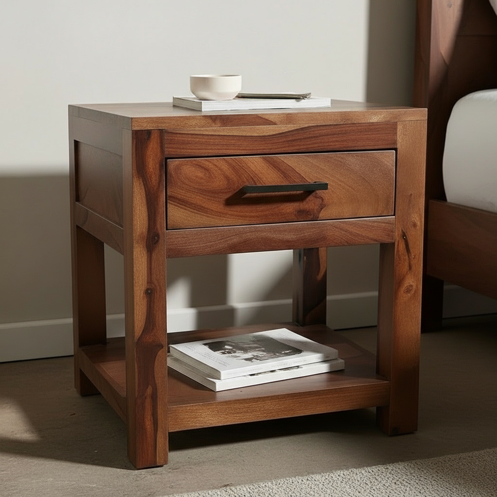Aravalli Side Table — Wood Legs (Canyon Walnut)