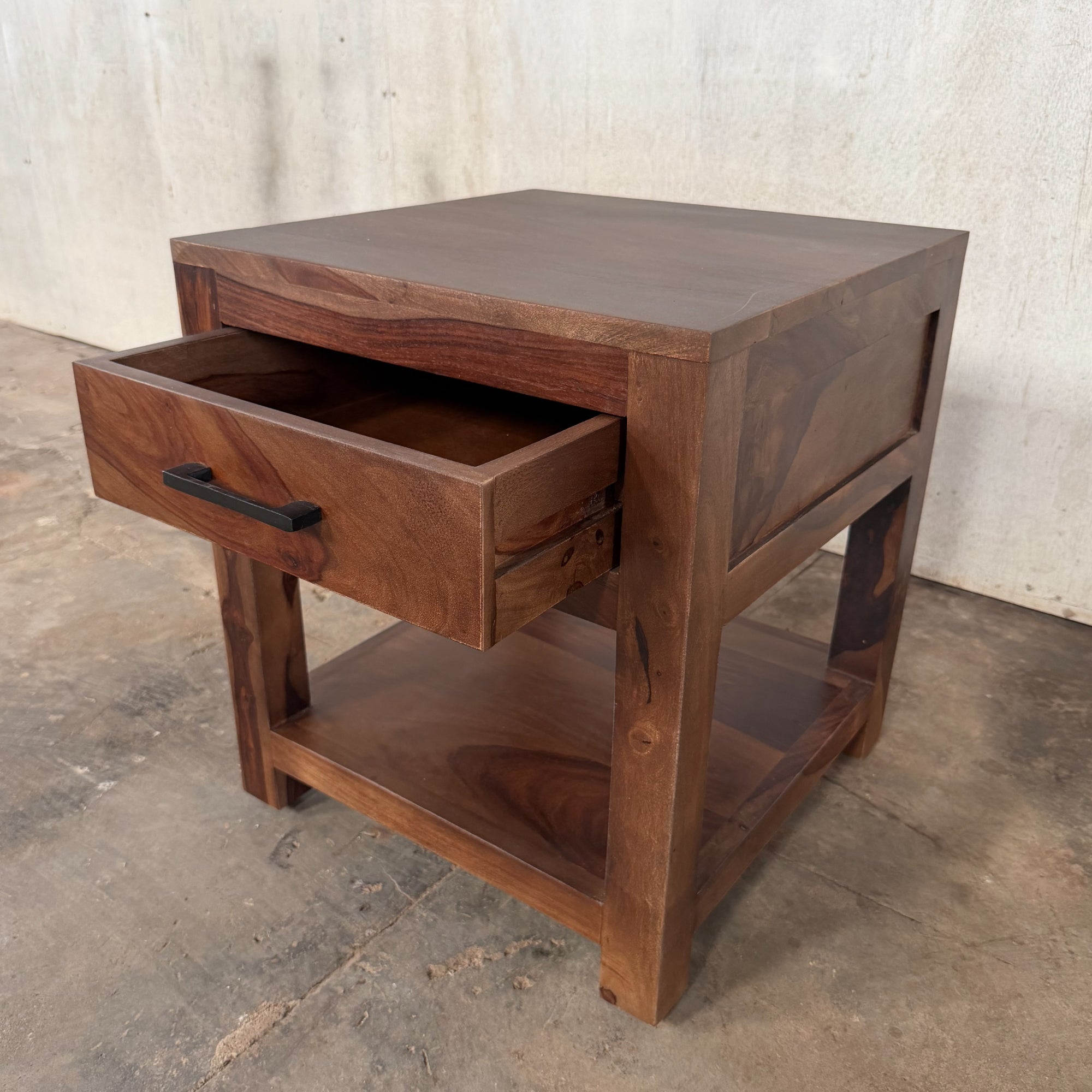 Aravalli Side Table — Wood Legs (Canyon Walnut)
