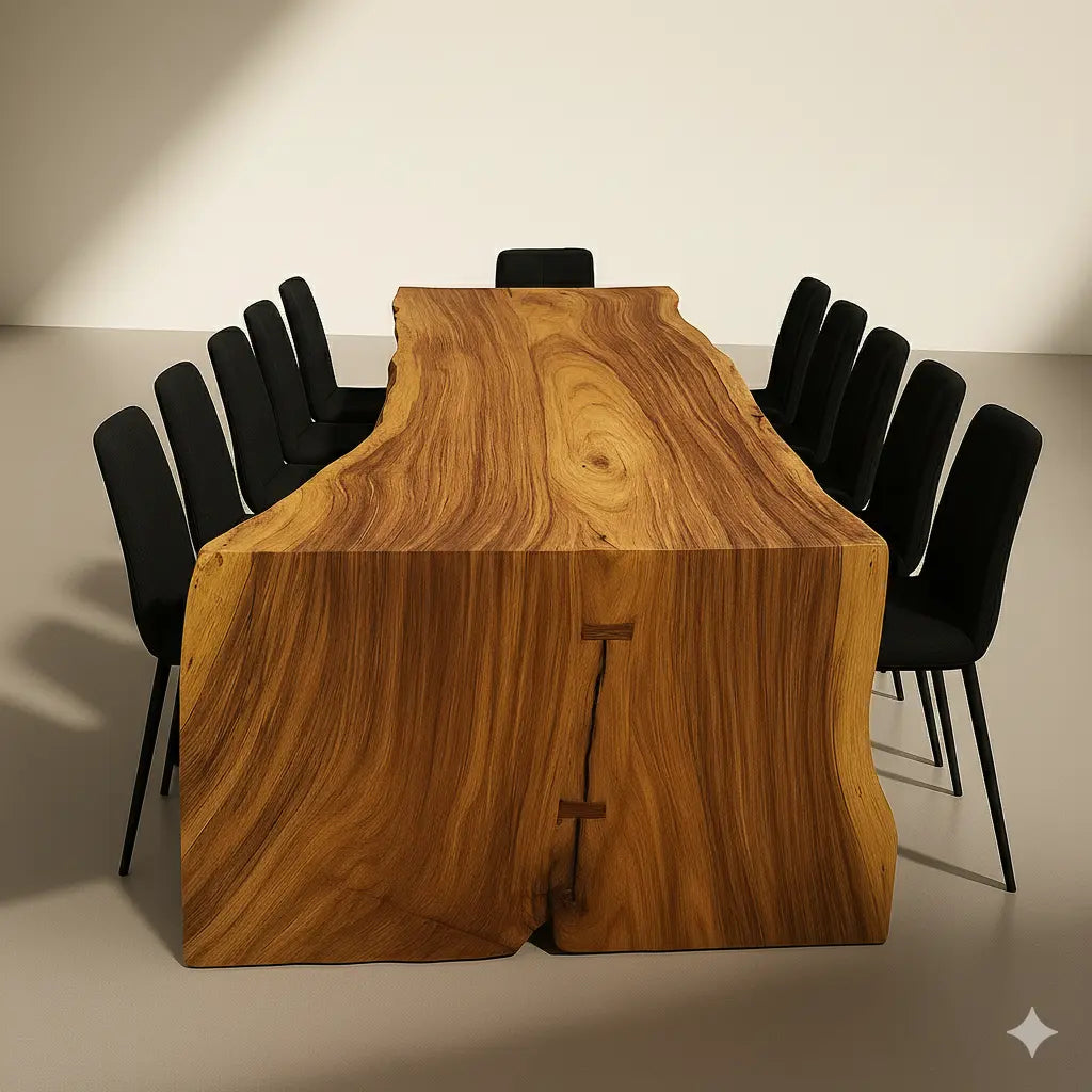 live edge waterfall dining table