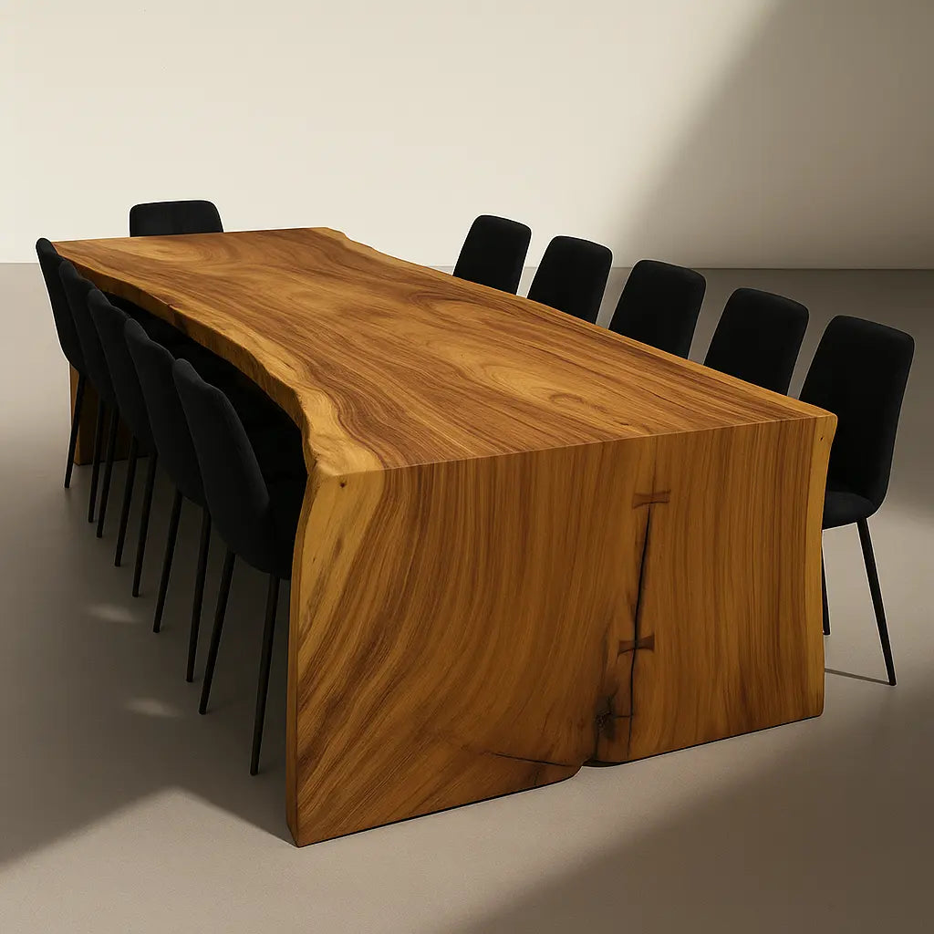 live edge waterfall dining table