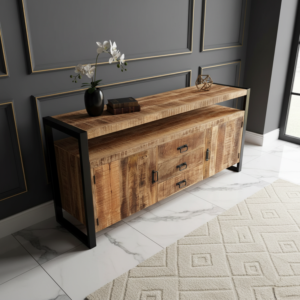 Marwar Loft Dresser — Open Shelf — 71″ (Lightwash)