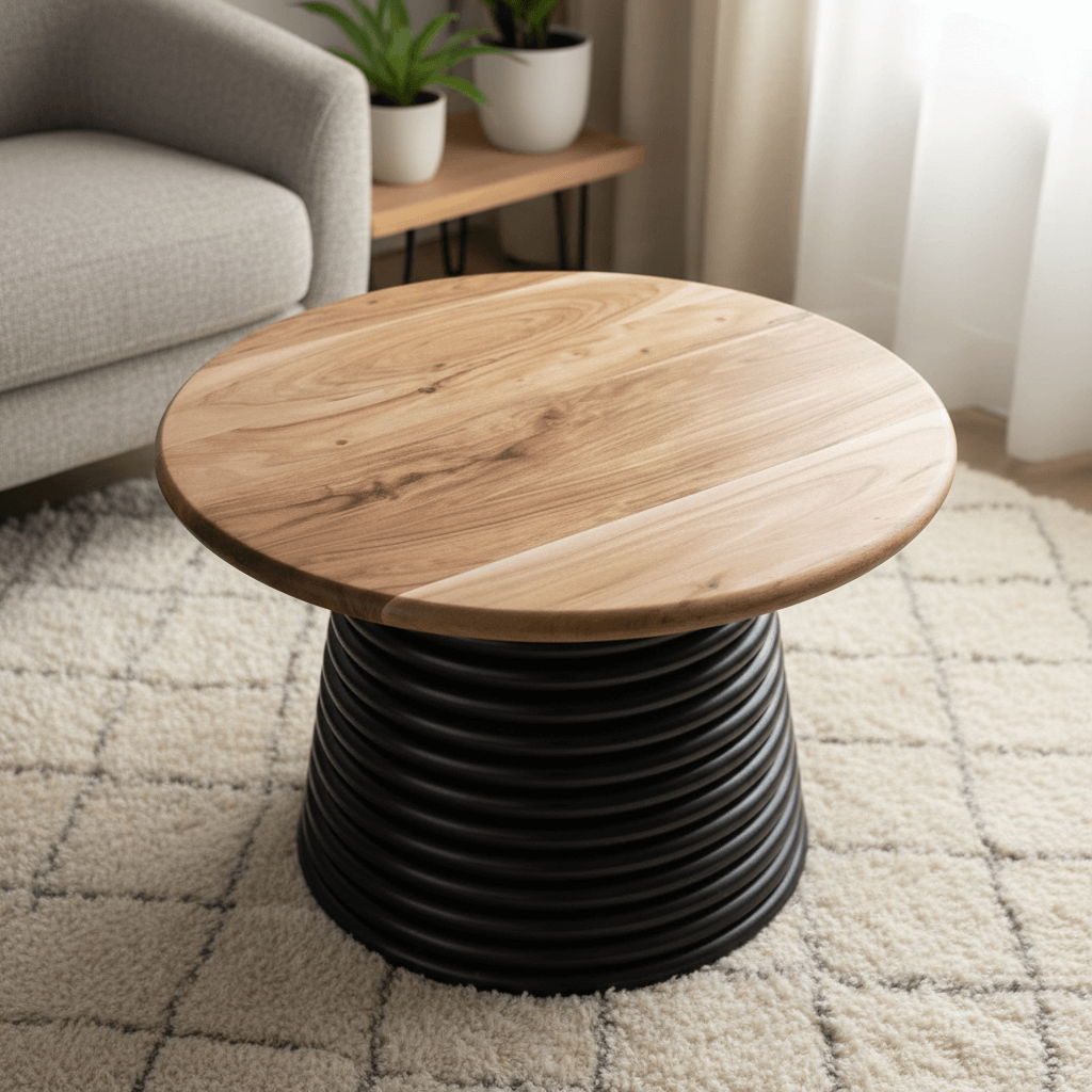 solid wood round coffee table