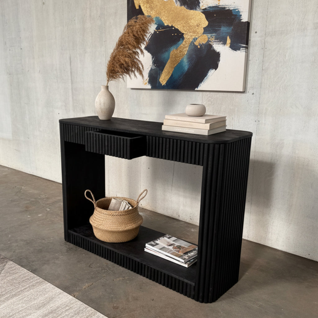 Stria Console Table — 43″ (Black Sand)
