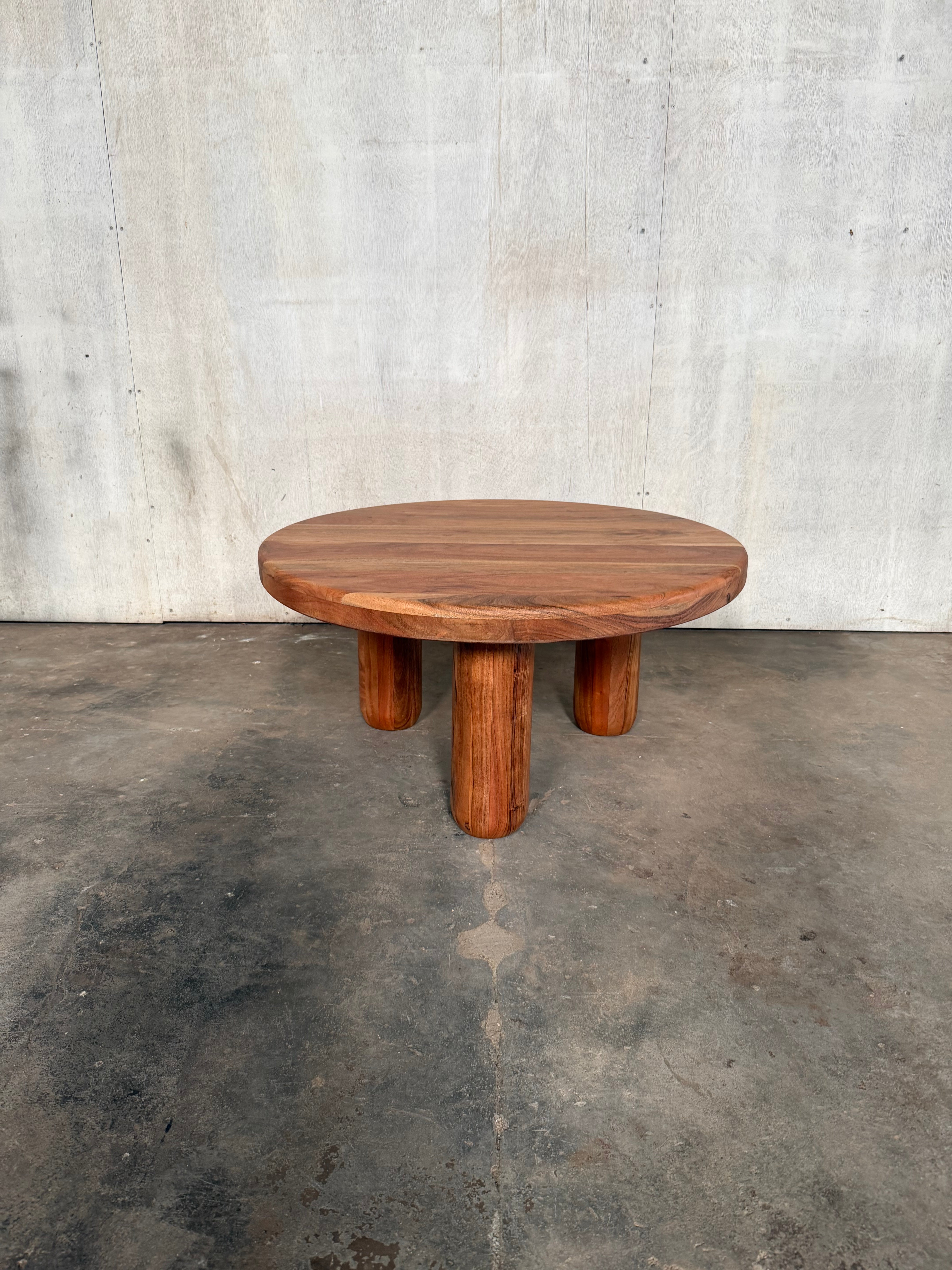 Acacia Studio Round Coffee Table — 3-Leg (Canyon Walnut)