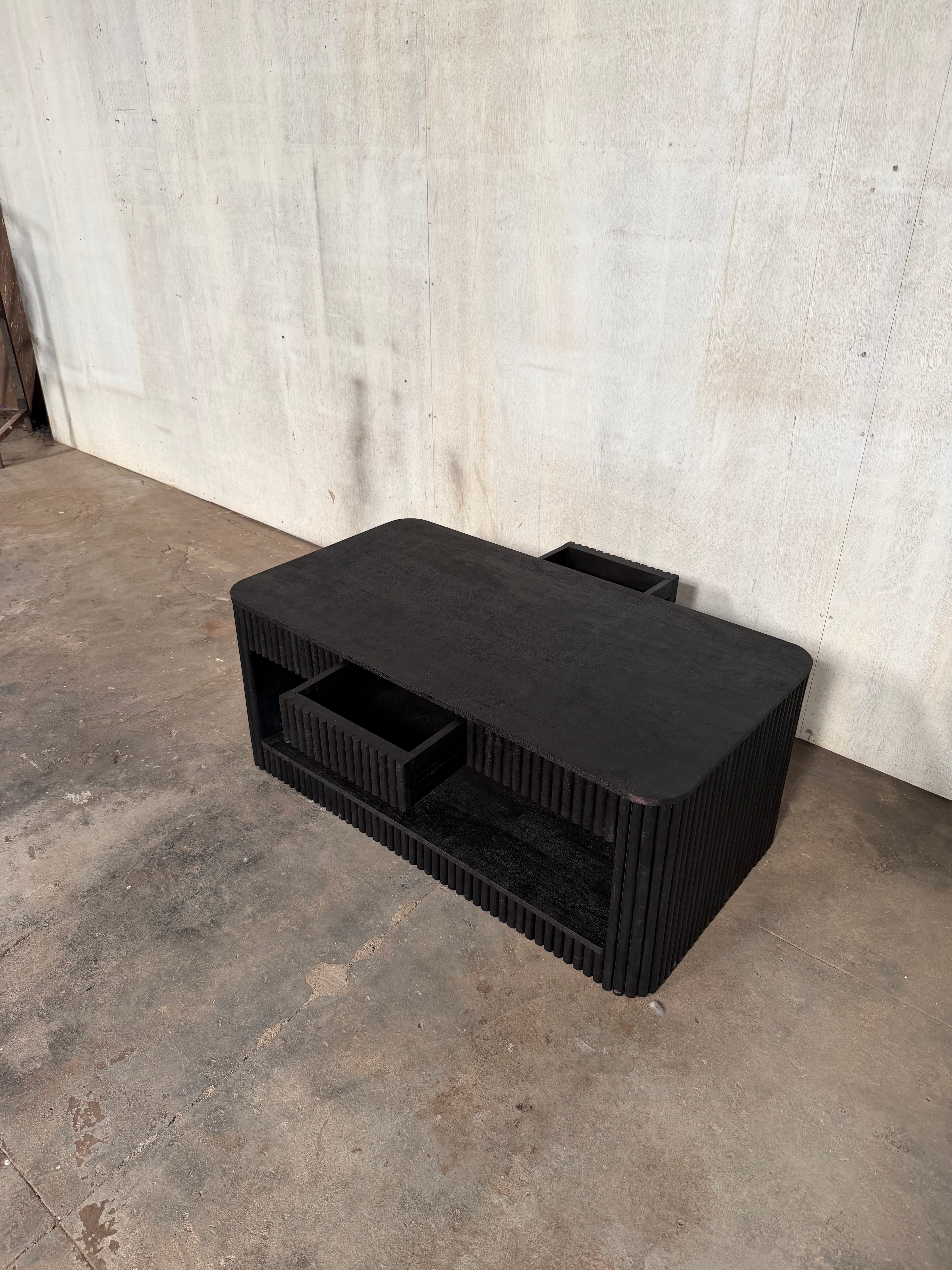 Stria Coffee Table — 43″ (Black Sand)