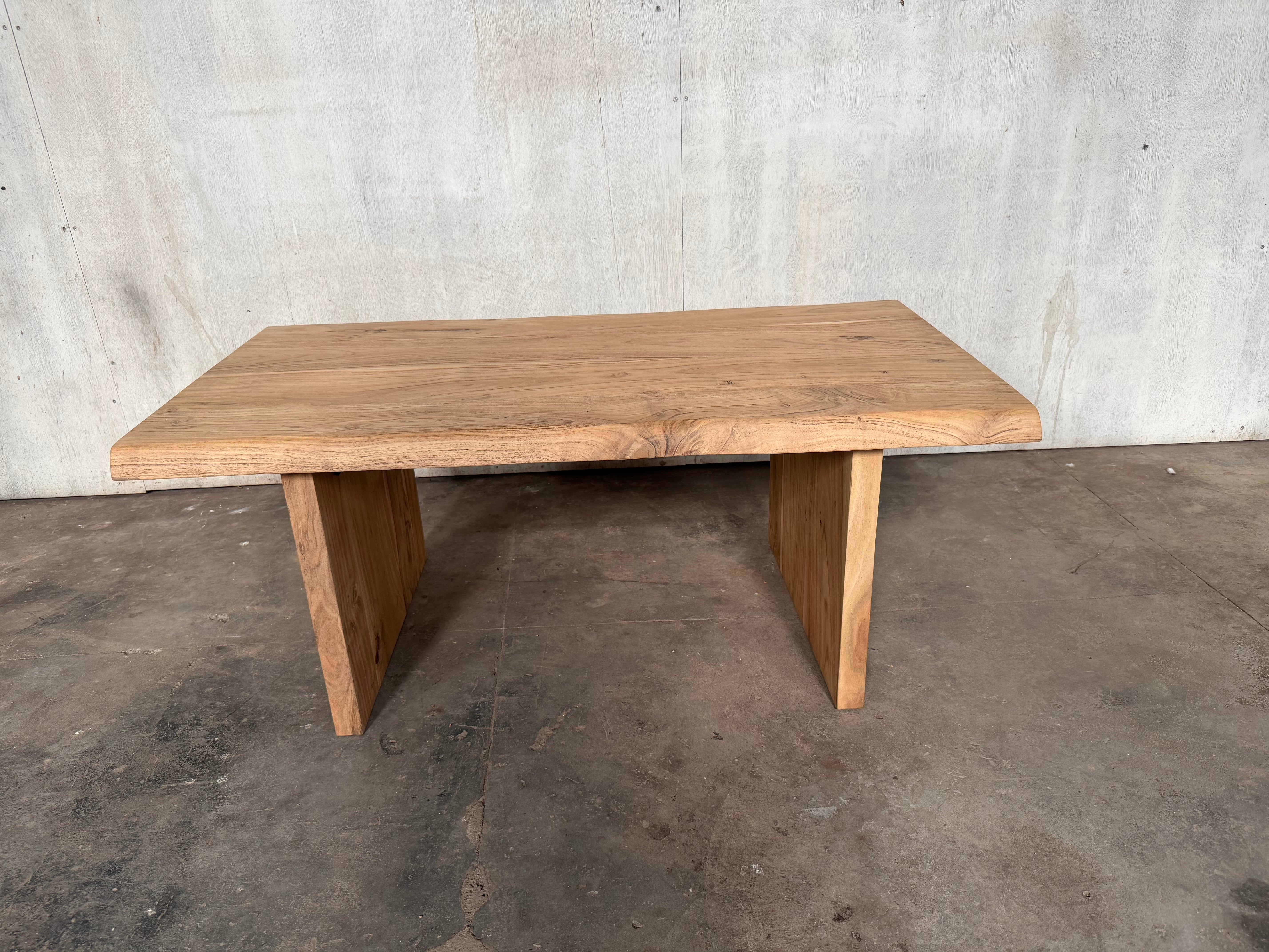 Natural live edge contour on dune acacia coffee table