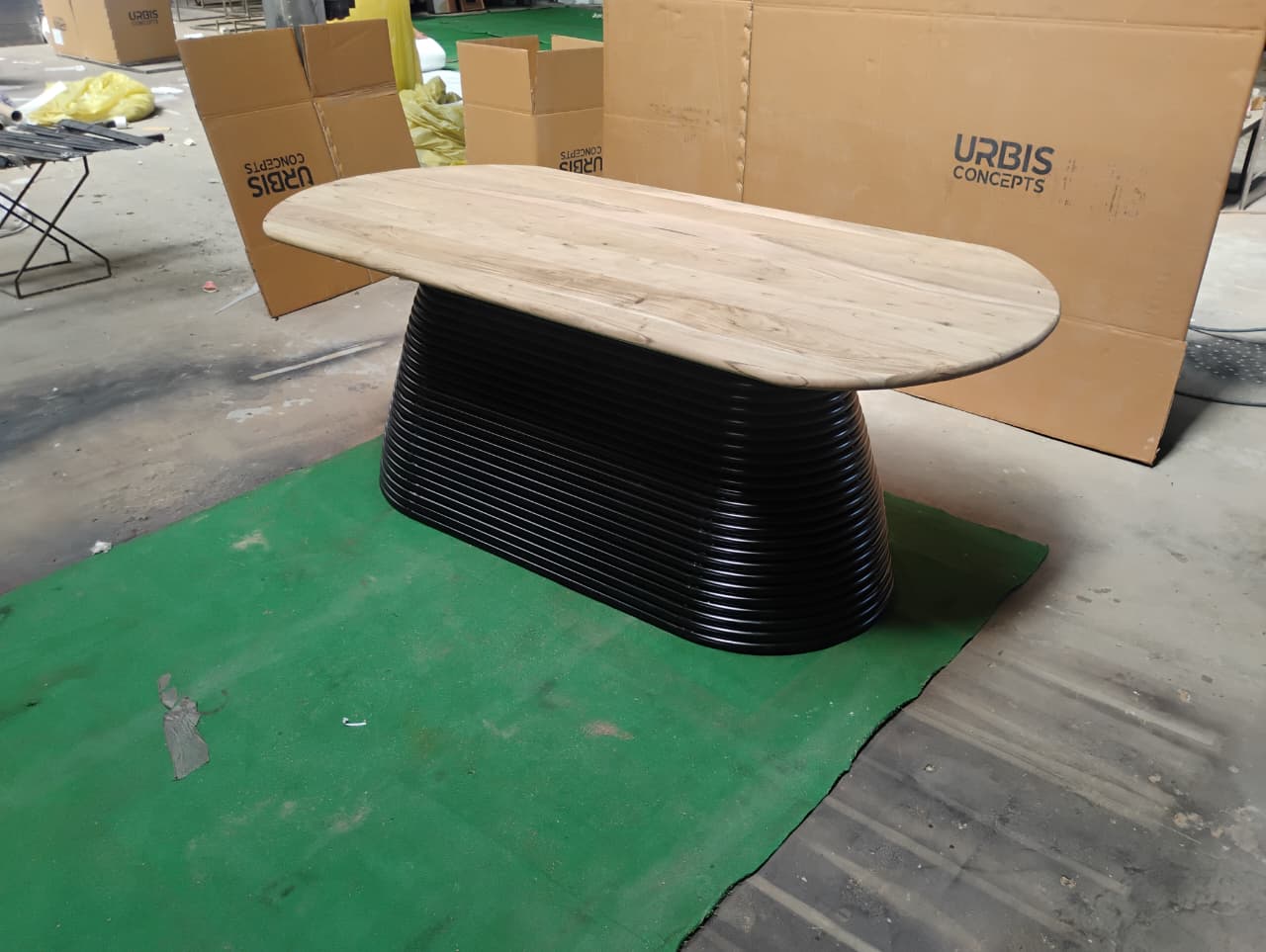 Strata 78 inch oval dining table in dune acacia finish