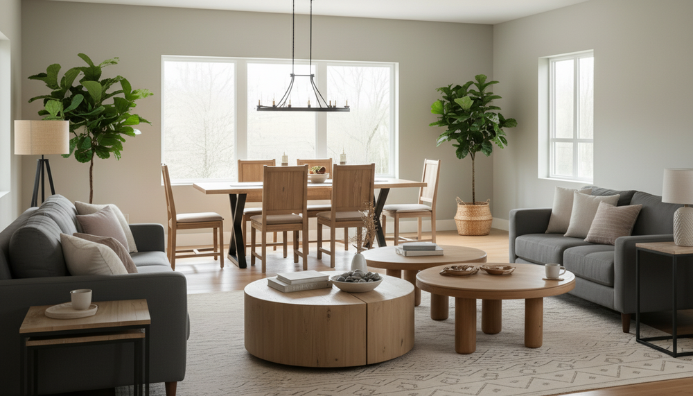 Acacia Studio Collection featuring modern handcrafted Acacia wood furniture by Urbis Concepts.