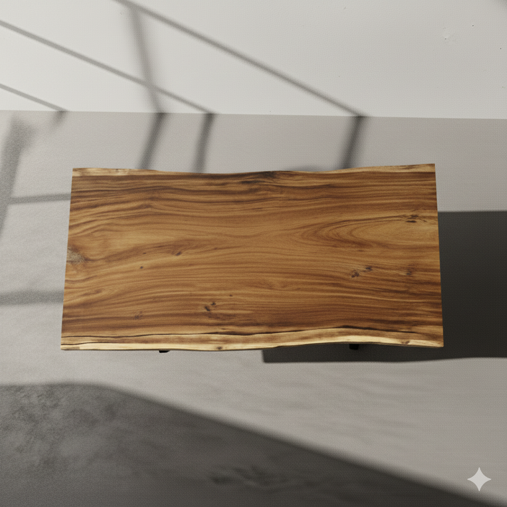 Wooden slab on a light gray background