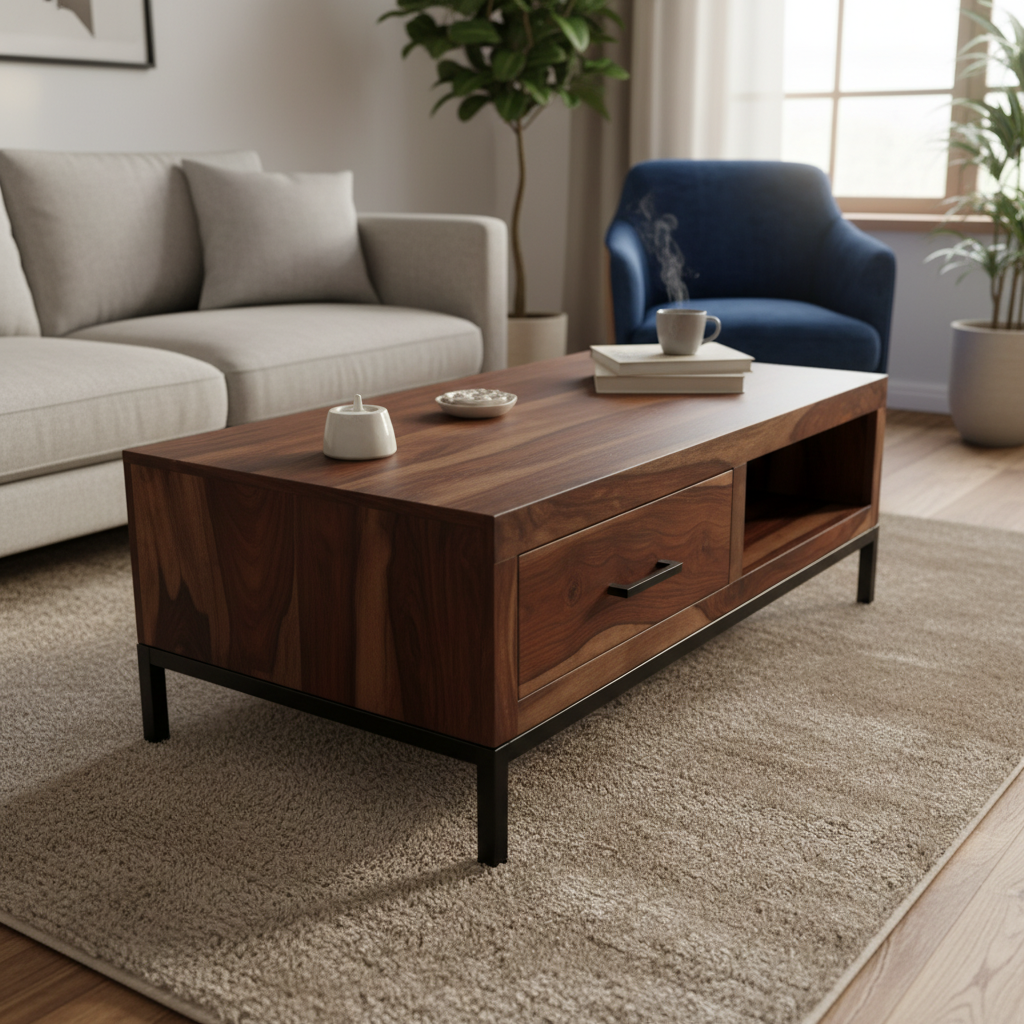 Aravalli Coffee Table — Open Shelf (Canyon Walnut)