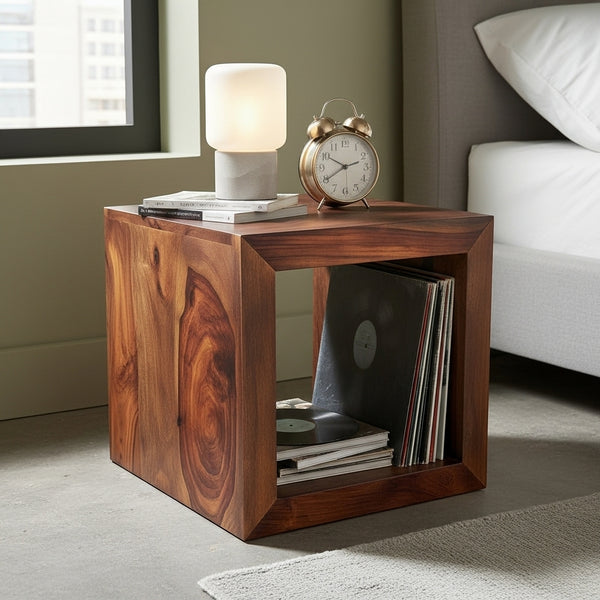 Aravalli Side Table Cube (Canyon Walnut)