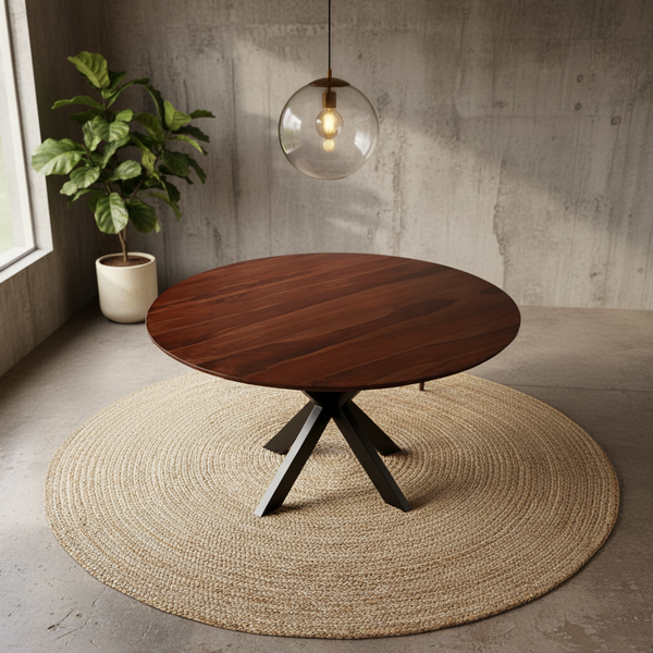 Aravalli Round Dining Table — 55″ (Canyon Walnut) – Urbis Concepts