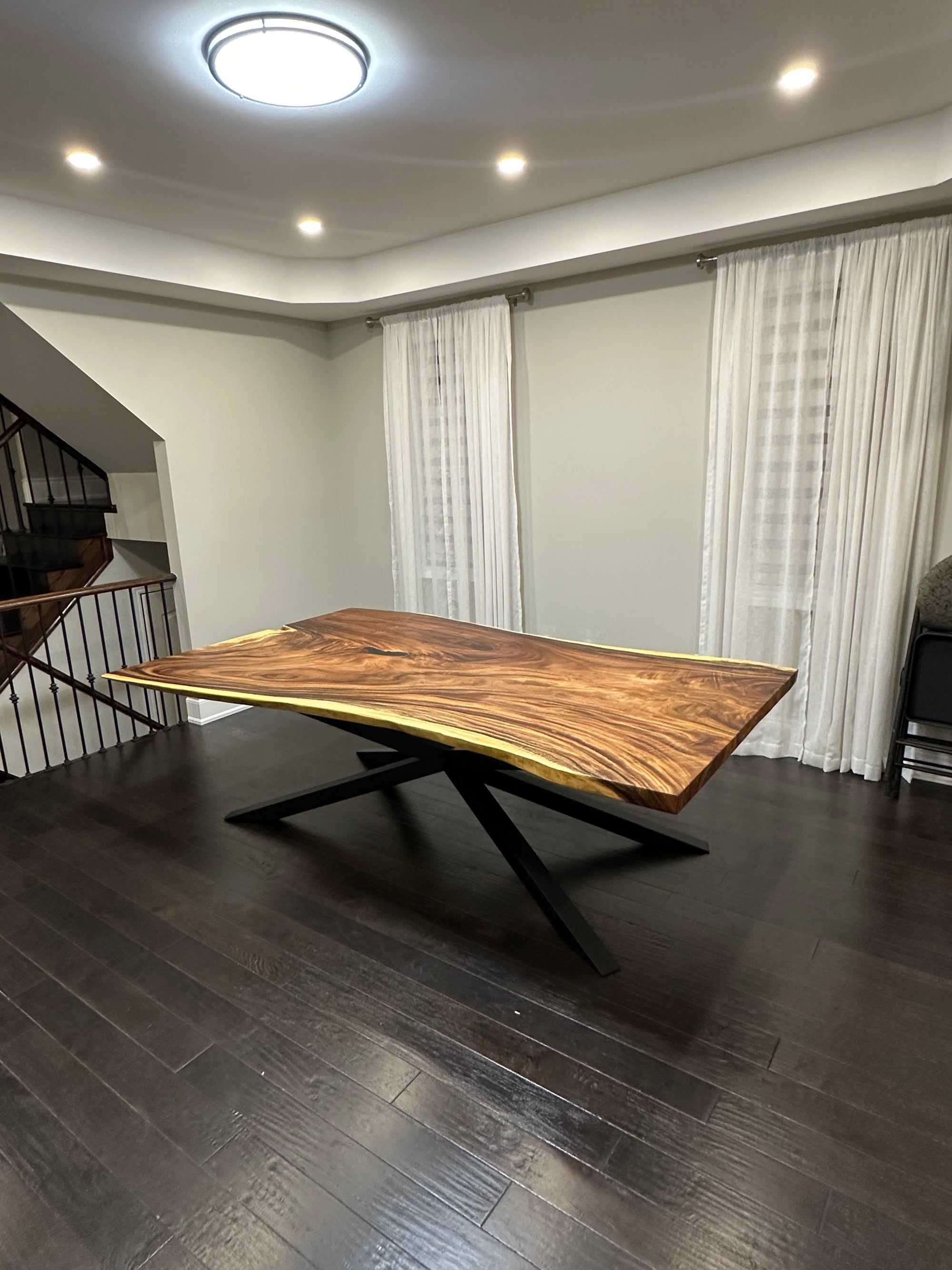 Handcrafted side table showcasing unique wood textures