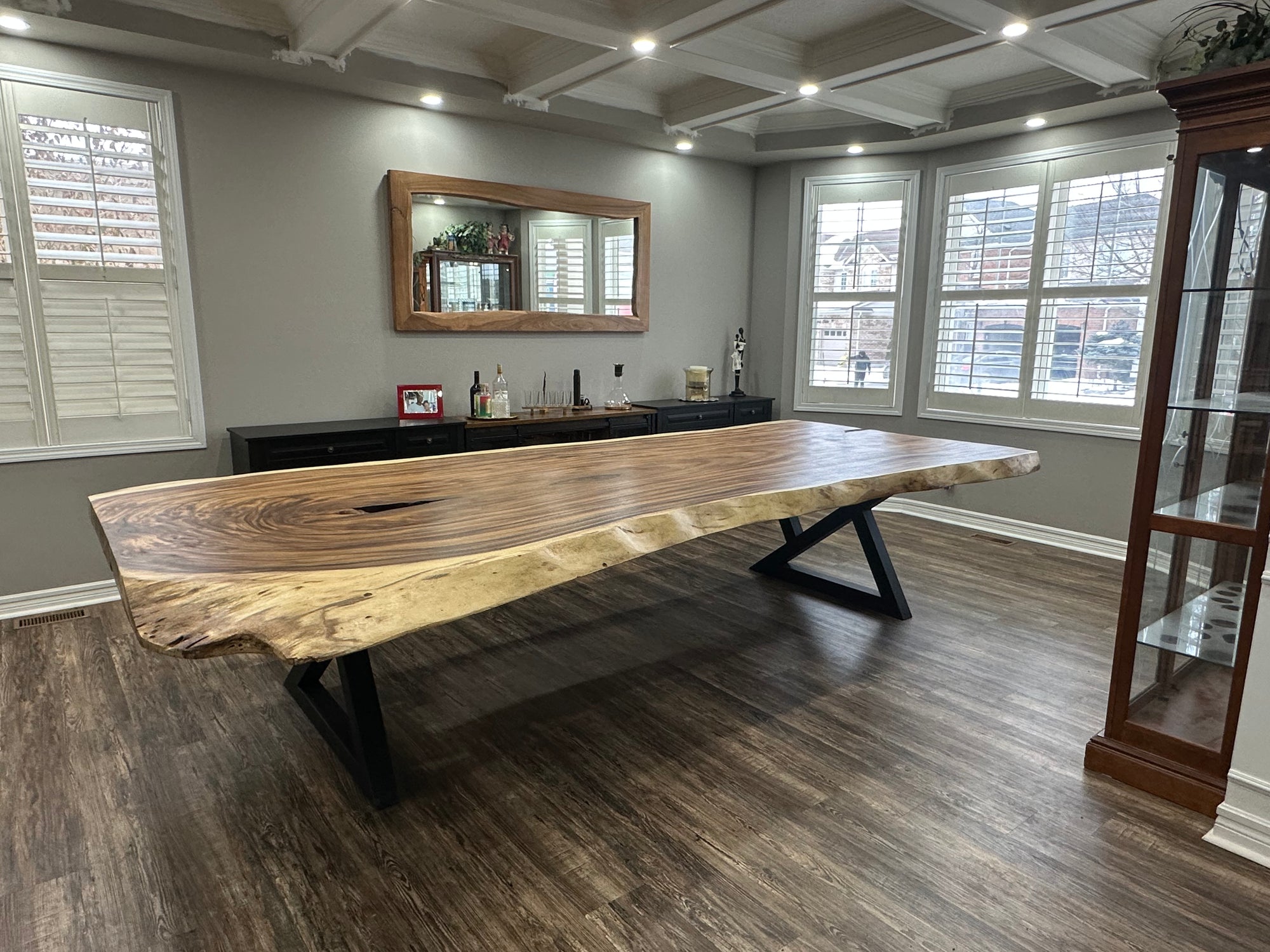 Live edge coffee table in a modern living space
