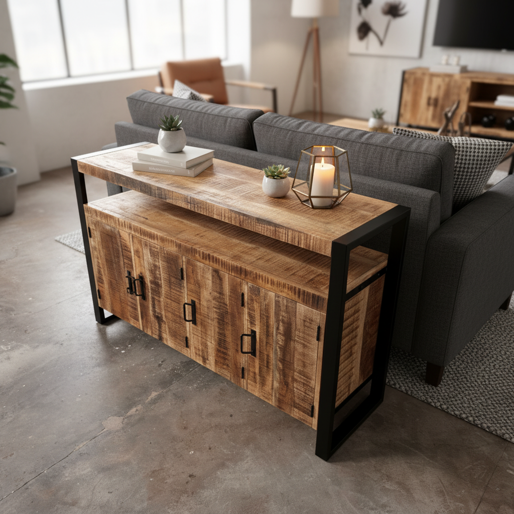 Marwar Loft Dresser — Open Shelf — 55″ (Lightwash)