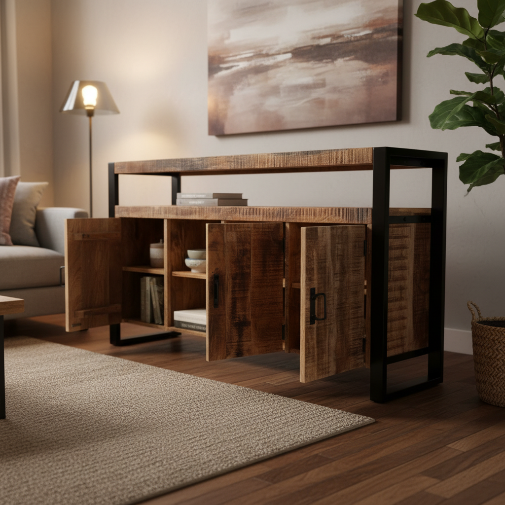 Marwar Loft Dresser — Open Shelf — 55″ (Lightwash)