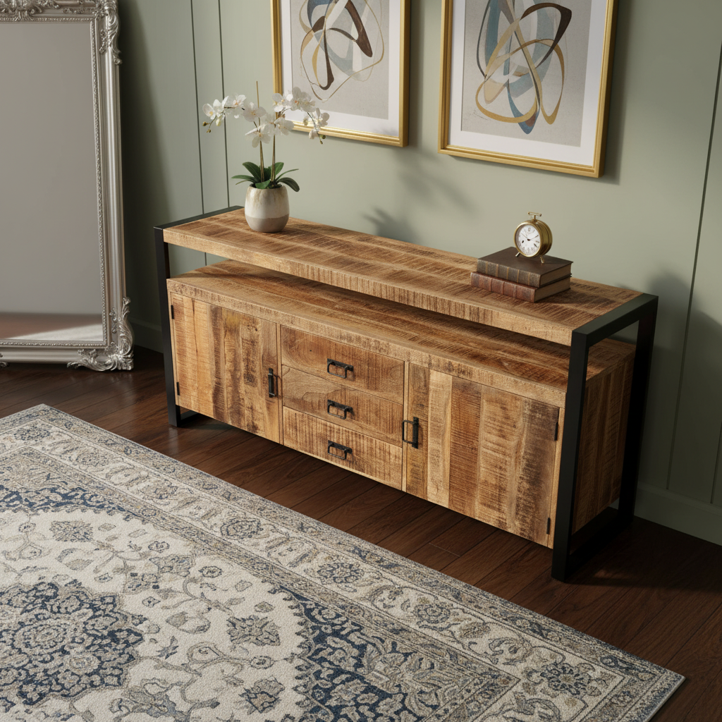 Marwar Loft Dresser — Open Shelf — 71″ (Lightwash)