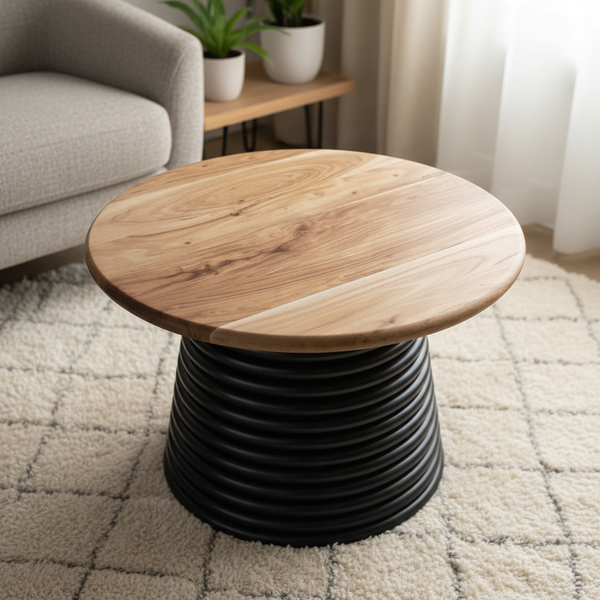 Strata Round Coffee Table — 24″ (Dune)