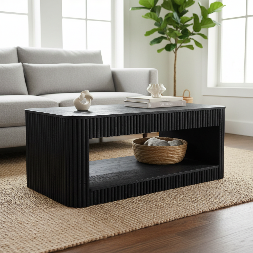 Stria Coffee Table — 43″ (Black Sand)