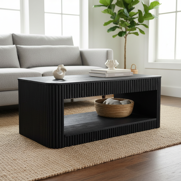 Stria Coffee Table — 43″ (Black Sand)