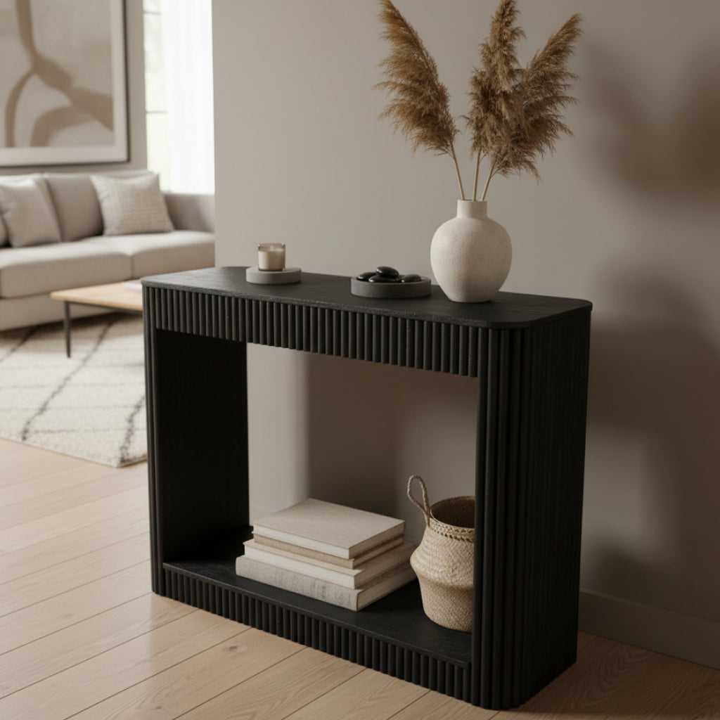 Stria Console Table — 43″ (Black Sand)