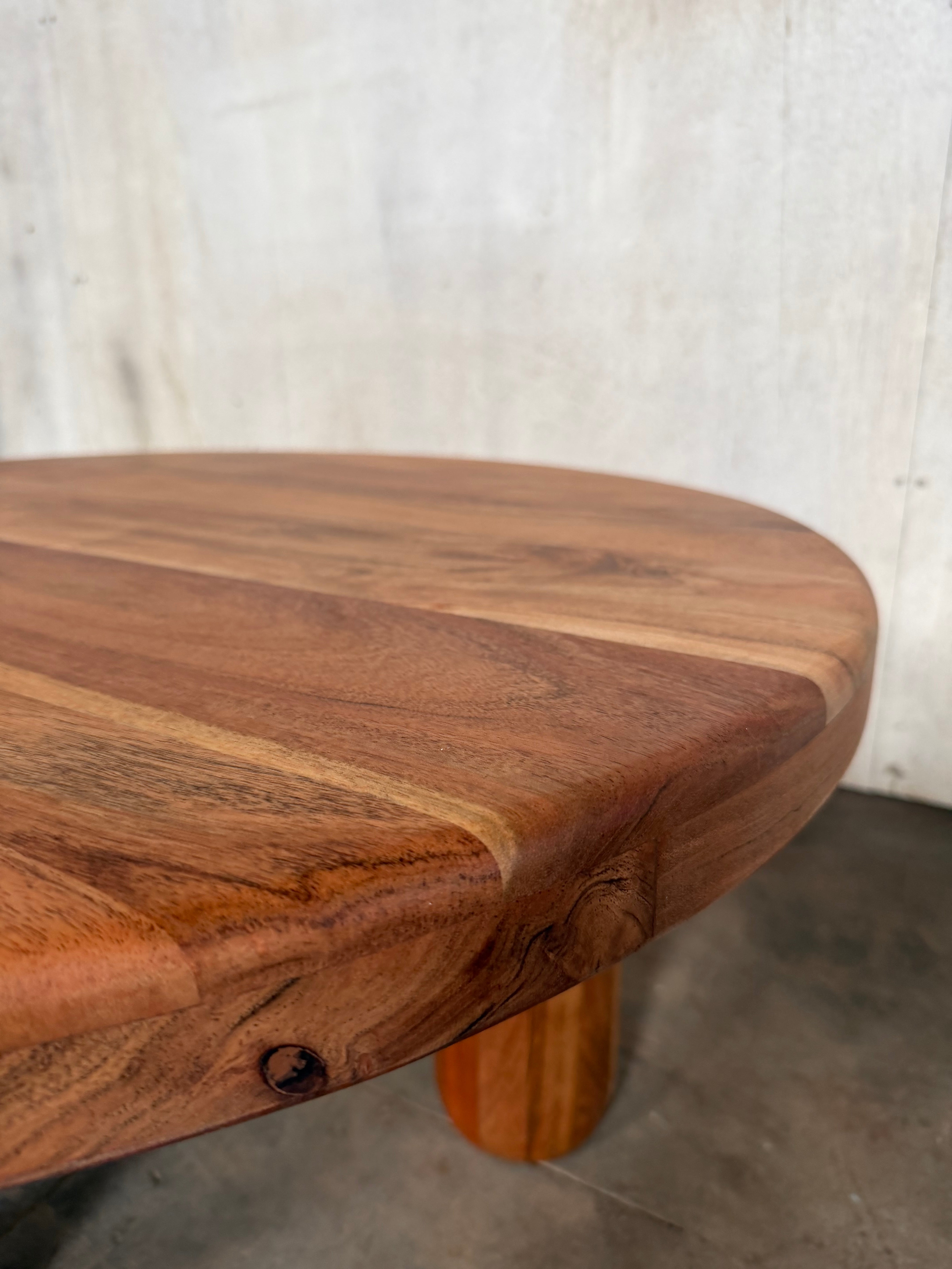 Acacia Studio Round Coffee Table — 3-Leg (Canyon Walnut)
