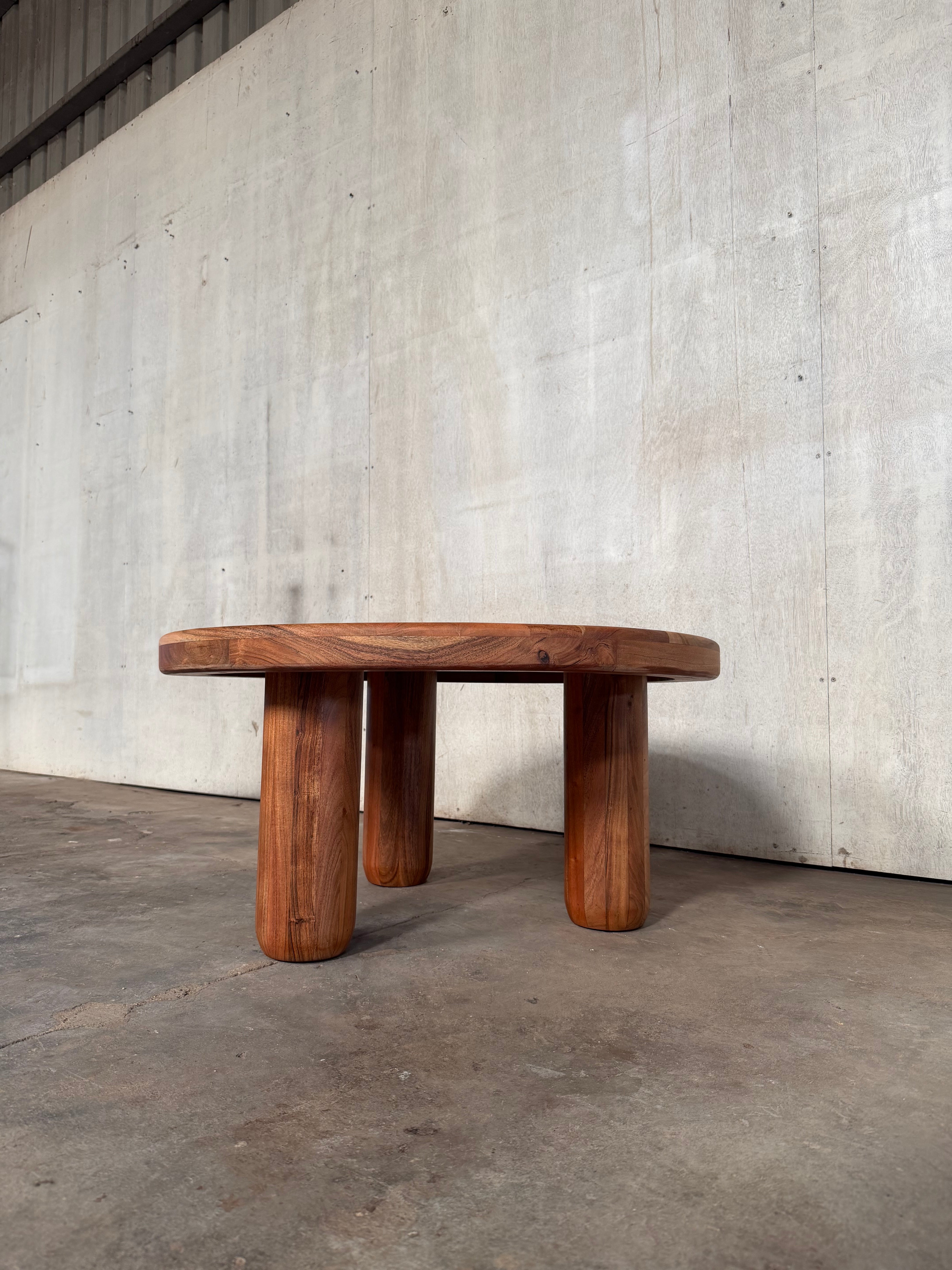 Acacia Studio Round Coffee Table — 3-Leg (Canyon Walnut)