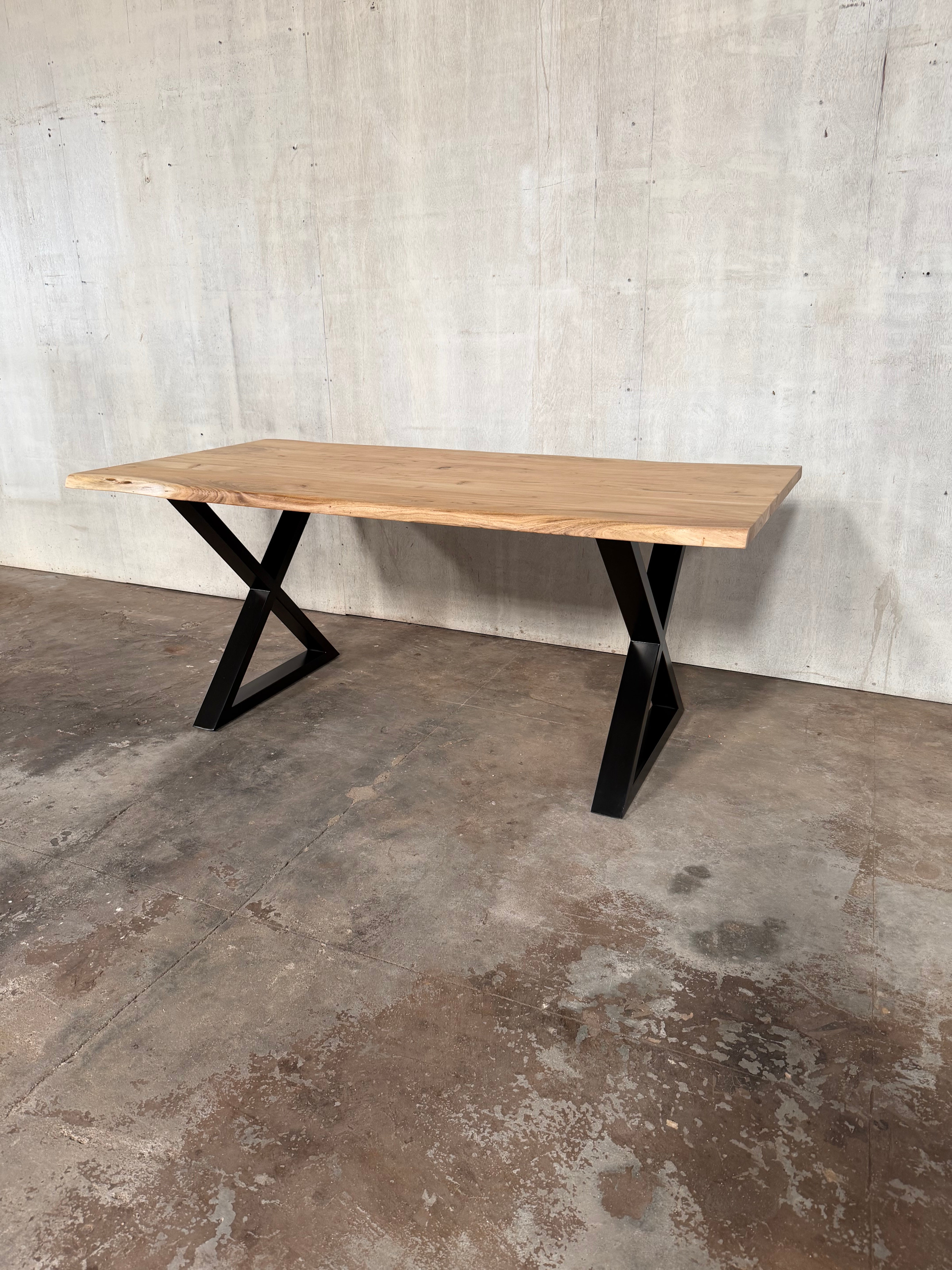 Natural live edge contour on 72 inch dune acacia tabletop